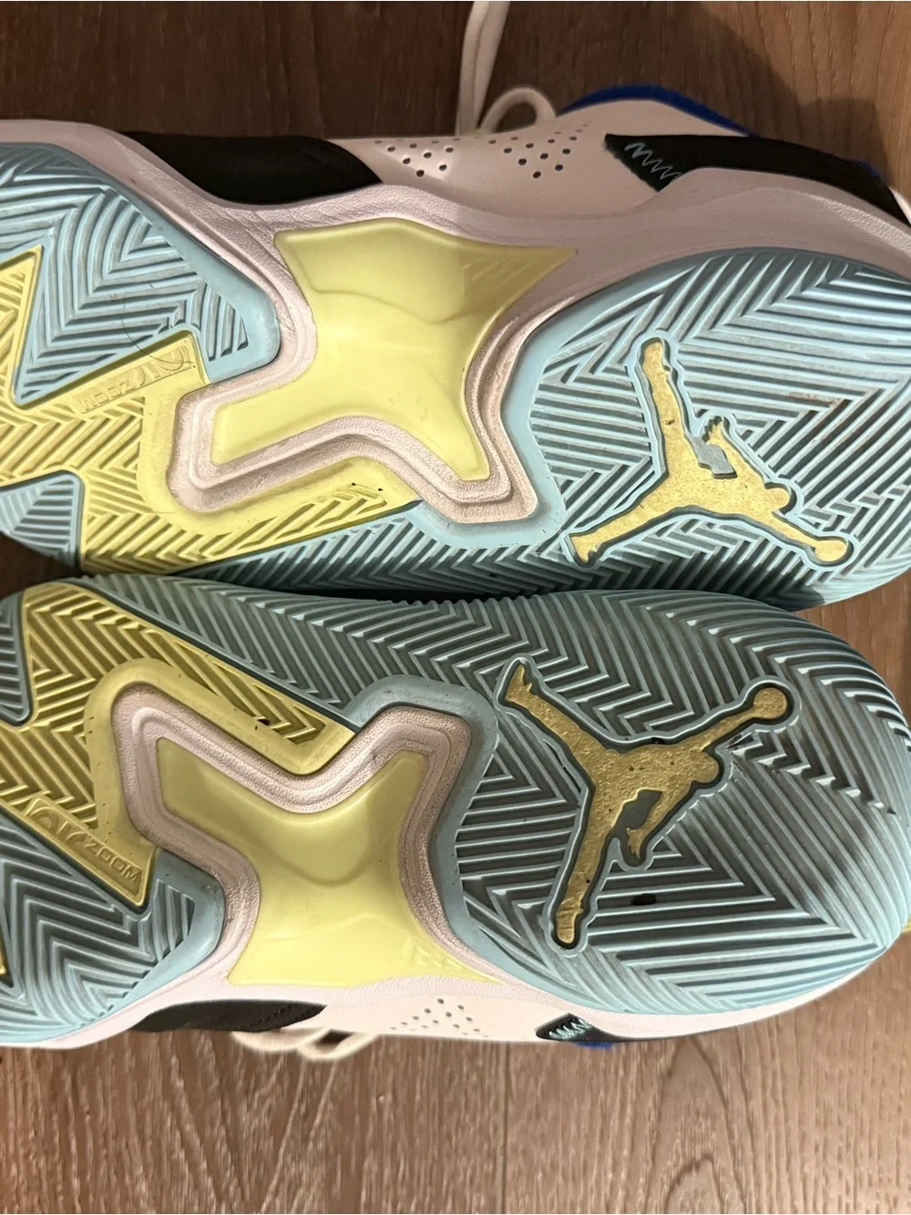 Jordan Men’s Sneakers in Gray, White & Light Blue with Yellow Accents